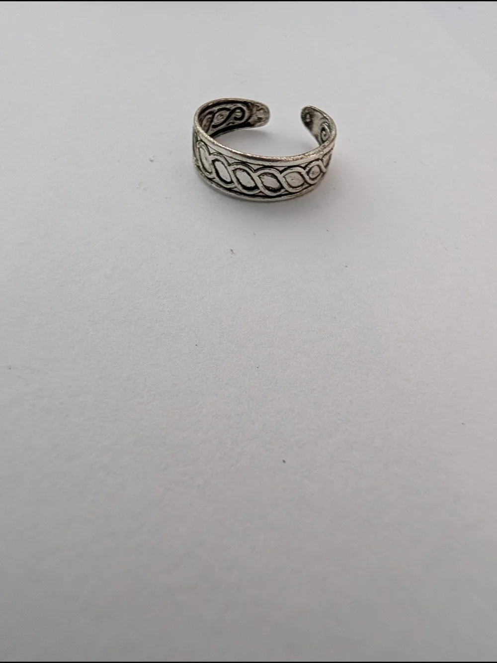 Silver Patterned Band Ring - Adjustable